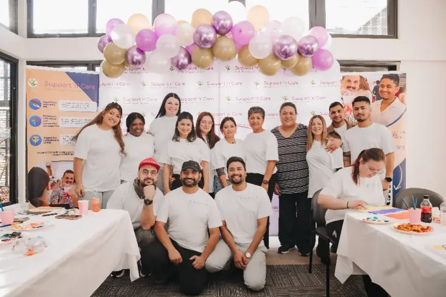 The My Support and Care team and participants gathered together at a group event